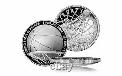 2020-D & S FDOI MS70 & PR70 JUSTIN KUNZ SIGNED USA BASKETBALL HOF PCGS 2 Coin