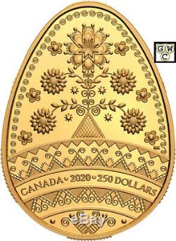 2020 Fine Gold'Tree of Life Blessings Pysanka' Prf $250 Coin(RCM 176762) 18905