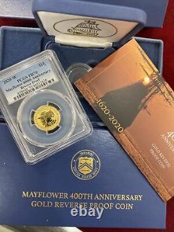 2020 Gold Mayflower 400th Ann. PCGS PR70 Reverse Proof & Two Coin Set OGP & COA