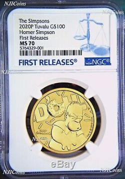 2020 Homer Simpson $100 1oz. 9999 GOLD BULLION COIN NGC MS70 First Releases