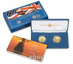 2020 Mayflower 400th Anniversary 2-Coin Gold Proof Set in Original Packaging