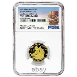 2020 Proof 25 Pound Gold Mayflower Commemorative NGC PF69UC ER Mayflower Label