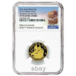 2020 Proof 25 Pound Gold Mayflower Commemorative NGC PF70UC FDI Mayflower Label