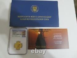 2020-W $10 Gold 1/4 OZ. NGC PF70 Reverse Proof MAYFLOWER 400th Anniversary First