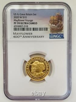 2020 W $10 Gold Coin Mayflower Voyage Commemorative NGC PF70 Ultra CaMeo