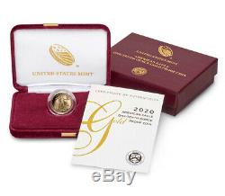 2020 W 1/10 oz Gold American Eagle Proof $5 Coin GEM Proof OGP SKU60819