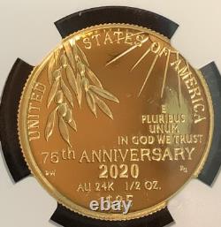 2020-W $25 GOLD COIN END OF WORLD WAR ll 75TH ANNIVERSARY PR70 ULTRA CAMEO NGC