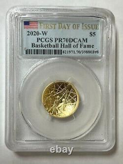 2020-W $5 Basketball Hall of Fame Gold Coin PCGS PR70DCAM FDOI (RG51)