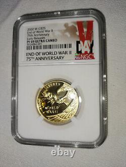 2020-W Gold $25 1/2 oz Coin End of World War II 75th Anniversary NGC PF69