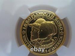 2020 W Mayflower Voyage British 2 GOLD Coin set PF70 FR Signed Miles Standish