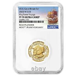 2020-W Proof $10 Gold Mayflower Commemorative NGC PF70UC Mayflower Label