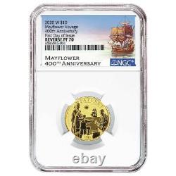 2020-W Reverse Proof $10 Gold Mayflower Commemorative NGC PF70UC FDI Mayflowe