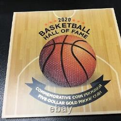 2020-w $5 Commem. Basketball Hall Of Fame Proof Gold Coin Us Mint Ogp With Coa