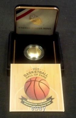 2020-w $5 Gold Gem+ Proof Basketball Hof Commemorative With Ogp (jr25)