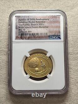 2021 1-oz Gold Apollo 14 Robbins Medal 50th Anniversary Commemorative NGC MS70