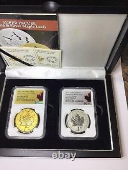 2021 2oz Canada $200 Gold Maple Leaf & 1oz Silver $20 Super Incuse NGC PF70 FDI