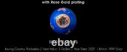 2021 3 oz. Silver Coin Blue Marble Planet Earth with Rose Gold Plating