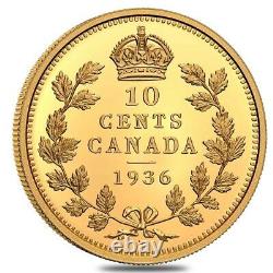 2021 Canada 1 oz Proof Gold Rarest Coins 1936 Dot 10C Coin. 9999 Fine withBox &
