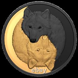 2021 Canada $20 Black and Gold The Grey Wolf 1oz. 9999 Silver Mintage 4,500