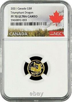 2021 Canada $8 Triumphant Dragon Gold Proof Coin NGC/NCS PF70 Ultra Cameo