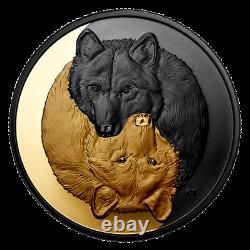 2021 Gold-Plated Coin-Black and Gold The Grey Wolf 1 oz. Pure Silver $20-Canada