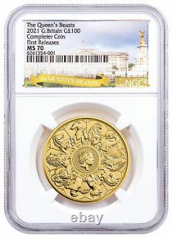 2021 Great Britain 1 oz Gold Queen's Beasts Completer £100 Coin NGC MS70 FR