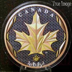 2021 Maple Leaf in Motion $50 Pure Silver Yellow&Rose Gold Plated Coin Canada