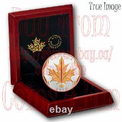 2021 Maple Leaf in Motion $50 Pure Silver Yellow&Rose Gold Plated Coin Canada