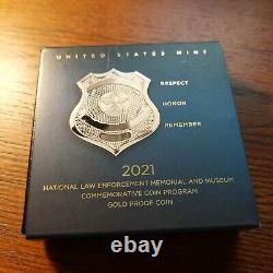 2021 Nat'l Law Enforcement Memorial $5 Gold Proof Coin Box & CoA