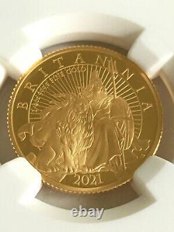 2021 UK Britannia with Lion £25 1/4oz Gold Proof Coin NGC PF70 UC First Releases