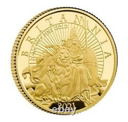 2021 UK Britannia with Lion £25 1/4oz Gold Proof Coin NGC PF70 UC First Releases