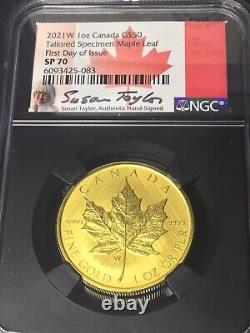 2021-W Canada Gold & Silver Maple Leaf Tailored Specimen 2-pc Set NGC SP70 FDI