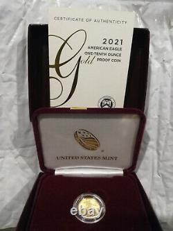 2021 W Gold American Eagle 1/10 oz Proof Type 1 (21EE)