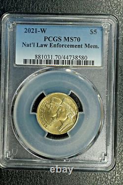 2021-W National Law Enforcement Memorial gold. Perfect MS70. Very low mintage