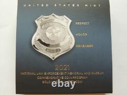 2021-W UNC $5 Gold National Law Enforcement Museum Mint Box & COA