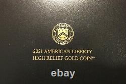 2021-w American Liberty High Relief 99.99 1oz. Gold Proof Coin With Box/coa