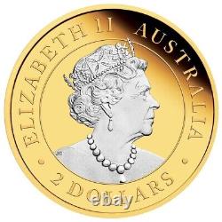2022 Australian Kangaroo 2oz Silver Reverse Gilded Coin