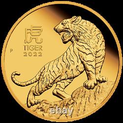 2022 Australian Lunar Year of the Tiger 1/10 oz Gold Proof $15 Coin NEW Series-3