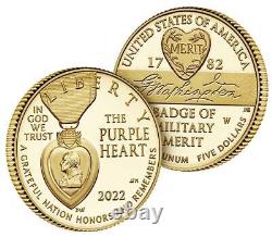 2022 National Purple Heart Hall of Honor Proof Five-Dollar Gold Coin