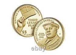 2022 Negro Leagues Baseball Proof Five-Dollar Gold Coin 22CH FREE SHIPPING