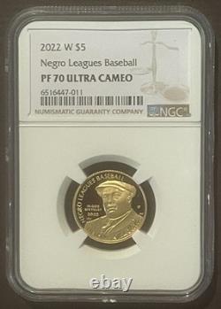 2022-W $5 NEGRO LEAGUES BASEBALL Gold Commemorative PROOF NGC PF70 UC 10082