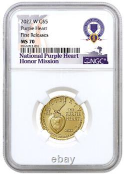 2022 W National Purple Heart Hall of Honor $5 Gold Coin NGC MS70 FR