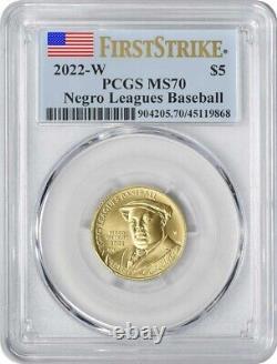 2022-W Negro Leagues Baseball Commemorative $5 Gold MS70 First Strike PCGS