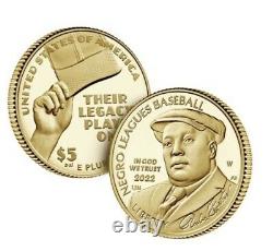 2022-W Negro Leagues Baseball Proof Five-Dollar 90% Gold Coin -22CH PRE-SALE