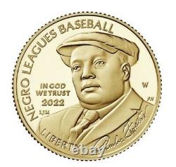 2022-W Negro Leagues Baseball Proof Five-Dollar 90% Gold Coin -22CH PRE-SALE