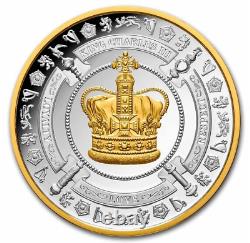 2023 Niue 1 oz Silver Proof King Charles III Coronation Crown with24k Gold