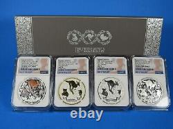 2024P Australia, 4-Coin Kangaroo, Koala, Kookaburra Type Set NGC Pf 70 Ucam ER