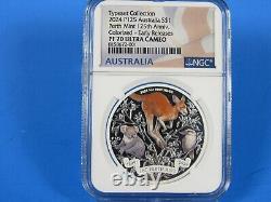 2024P Australia, 4-Coin Kangaroo, Koala, Kookaburra Type Set NGC Pf 70 Ucam ER