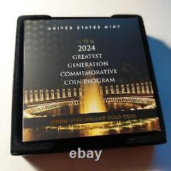 2024 $5 Gold Proof Coin Commemorating America's Greatest Generation Box & CoA
