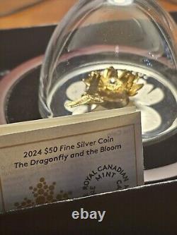 2024 Dragonfly and the Bloom Canadian Coin. Colors of Gold, Silver and Sparkles
